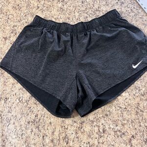 Nike Women's heathered black Athletic Shorts White Swoosh 1x